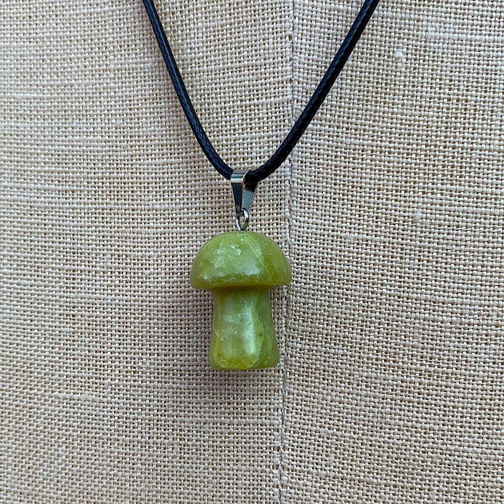 Handmade Genuine Stone Mushroom Amulet Necklace